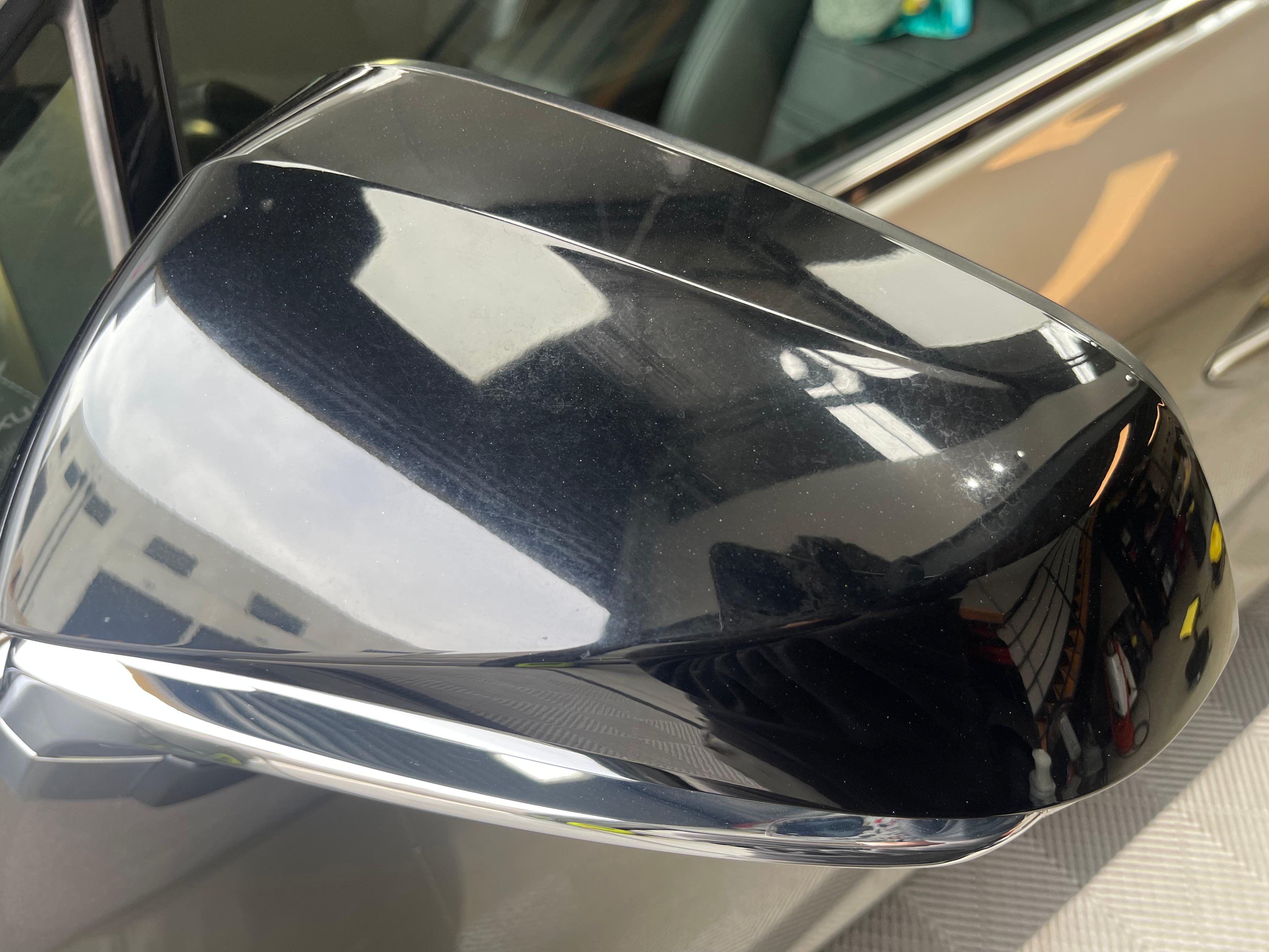 Before detailing - side mirror with smudges and dirt